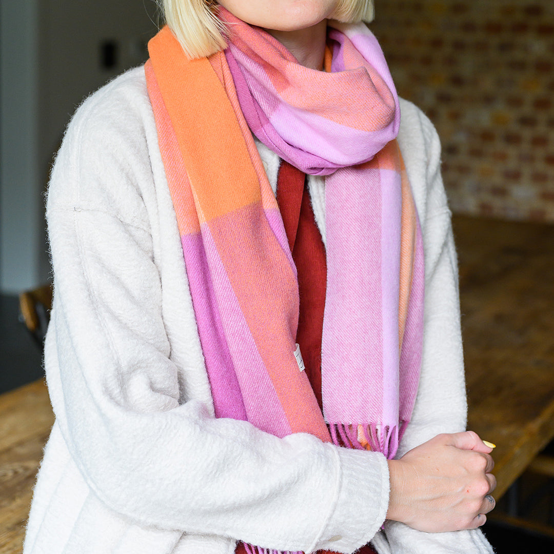 Pink Crush Check Lambswool Scarf