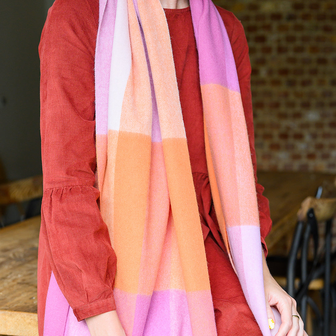 Pink Crush Check Lambswool Scarf