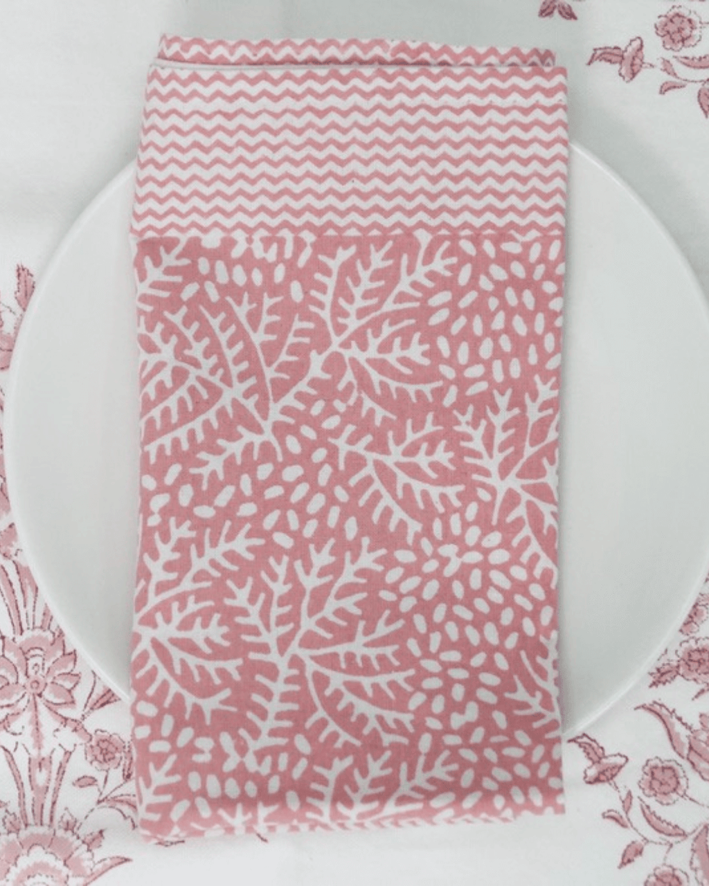 Pink Minerals Cotton Hand Block Napkins | Set of 4