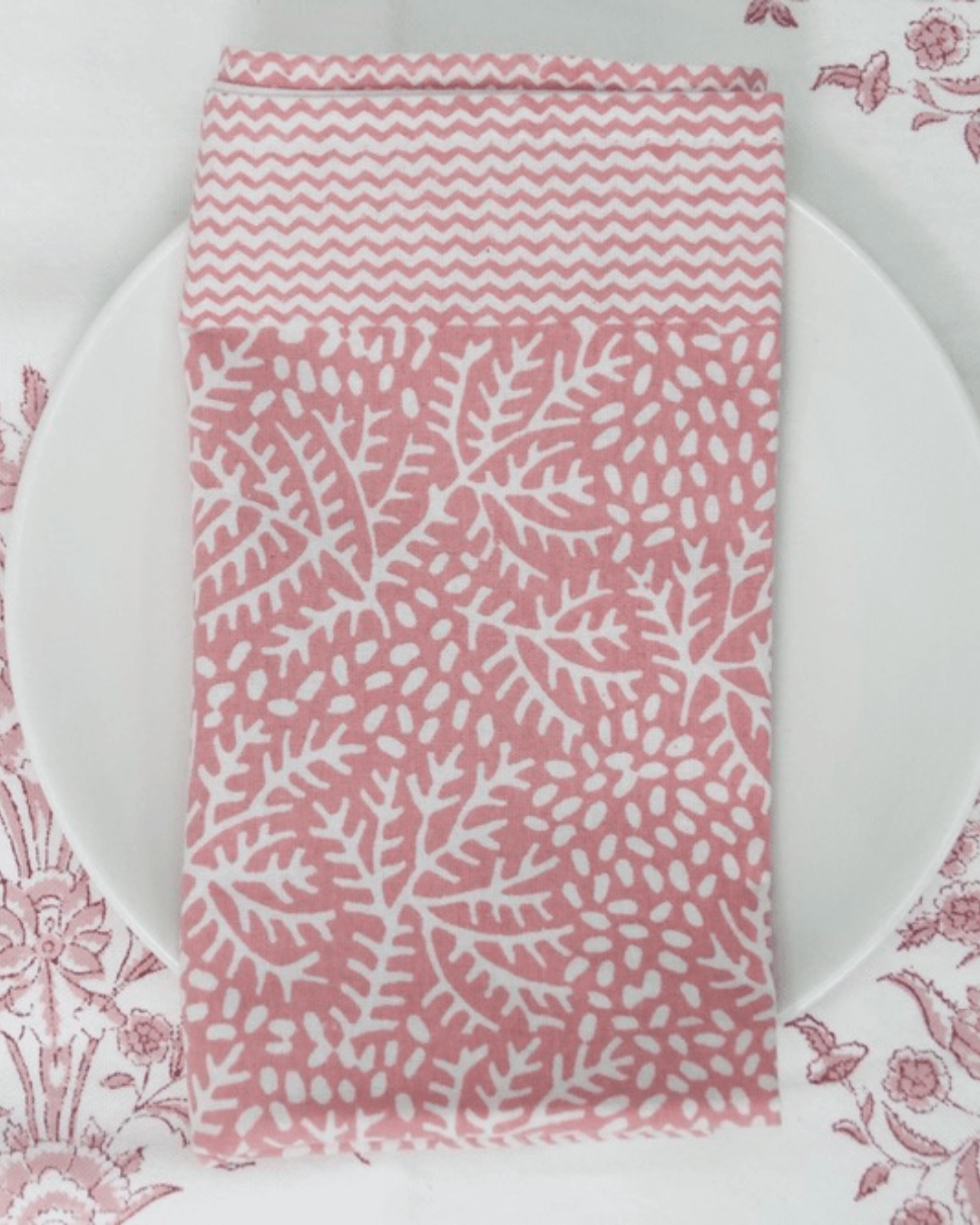 Pink Minerals Cotton Hand Block Napkins | Set of 4