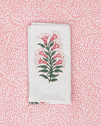 Pink Gladioli Cotton Block Print Napkins | Set of 4