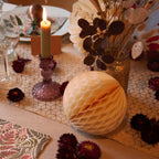 Pink Pressed Glass Dinner Candlestick - 10cm