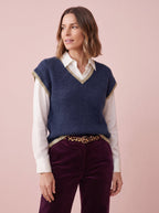 Maddie V-Neck Knitted Tank Top with Lurex Trim