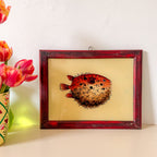 RED PUFFER FISH Indian glass painting