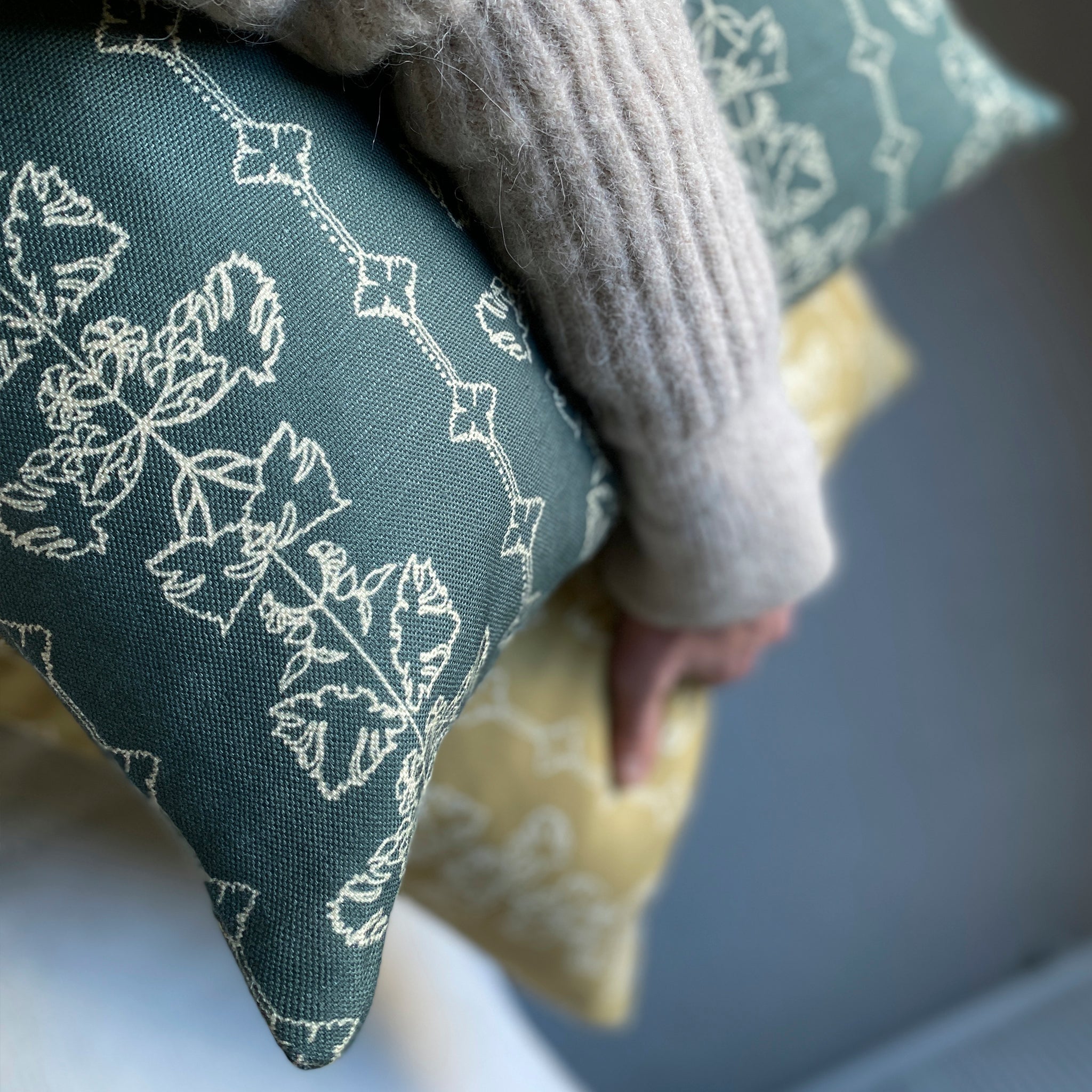 Quill Square Cushion - Slate Green