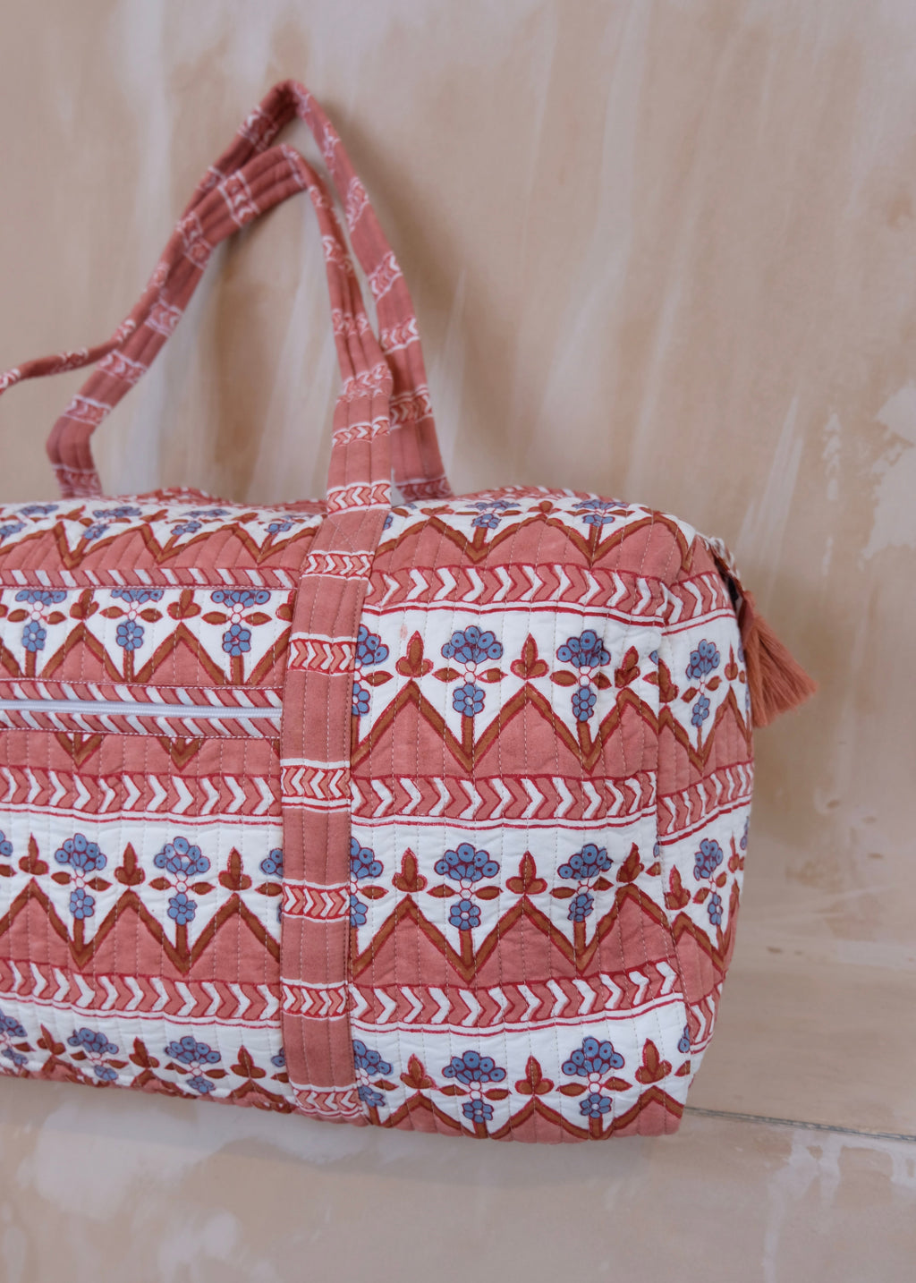 Terracotta Zig Zag Quilted Weekend / Duffel Bag