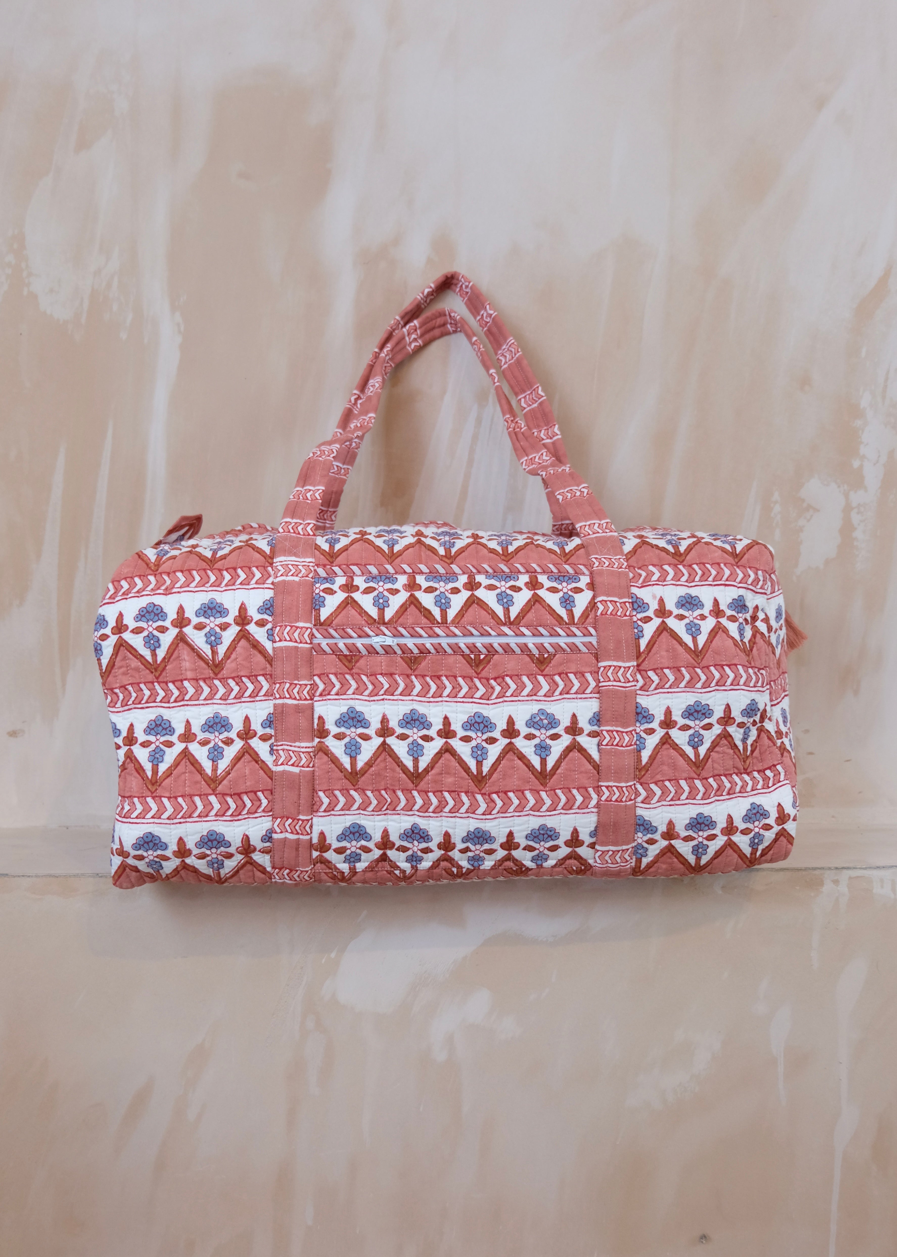 Terracotta Zig Zag Quilted Weekend / Duffel Bag