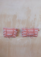 Large Block Print Terracotta Quilted Nappy / Diaper Bag