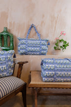 Large Block Print Blue Quilted Nappy / Diaper Bag