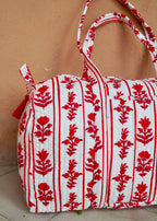 Red Quilted Weekend / Duffel Bag