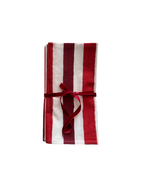 Block Printed Napkins Set of 4, Red Stripes