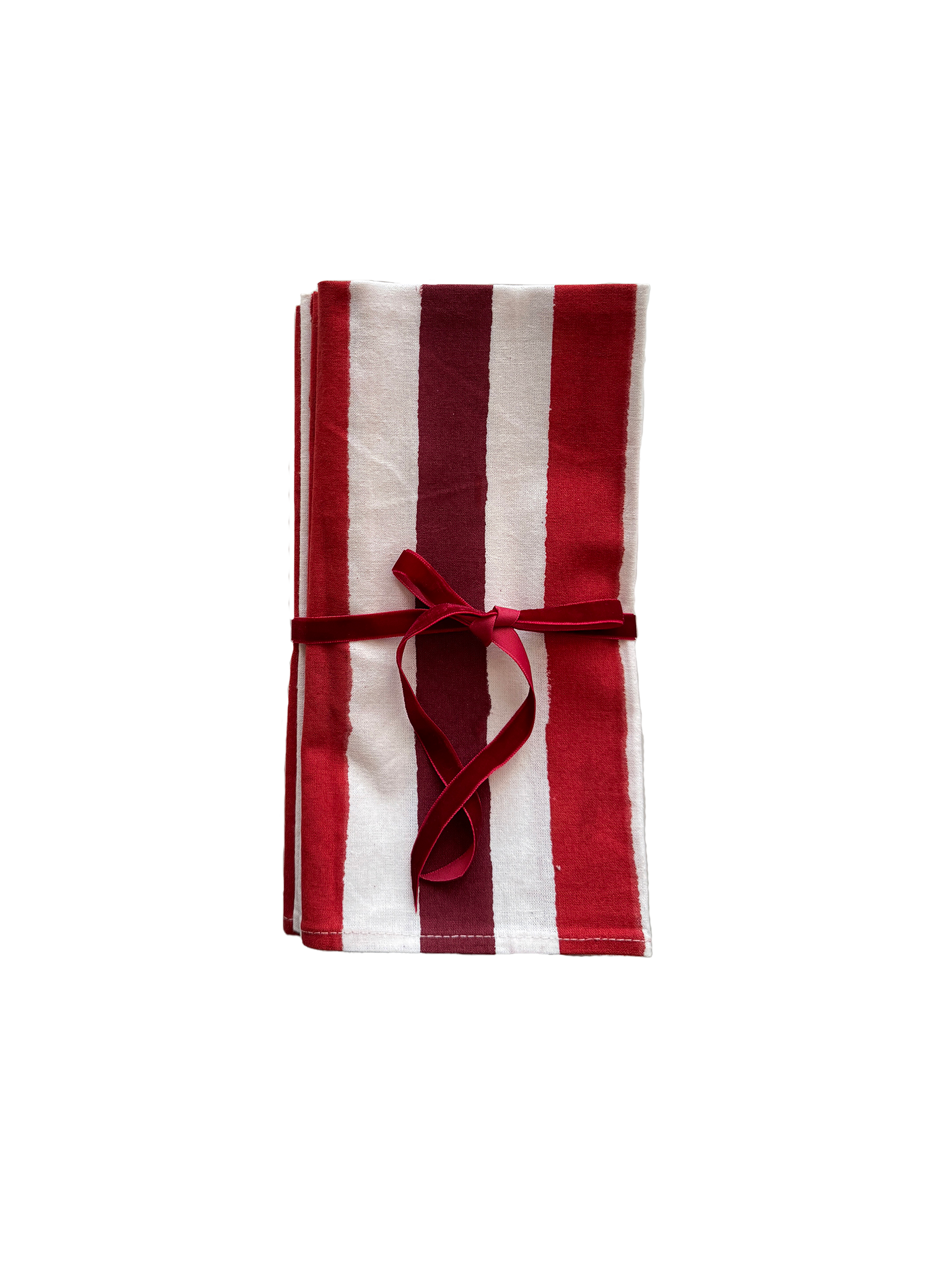 Block Printed Napkins Set of 4, Red Stripes
