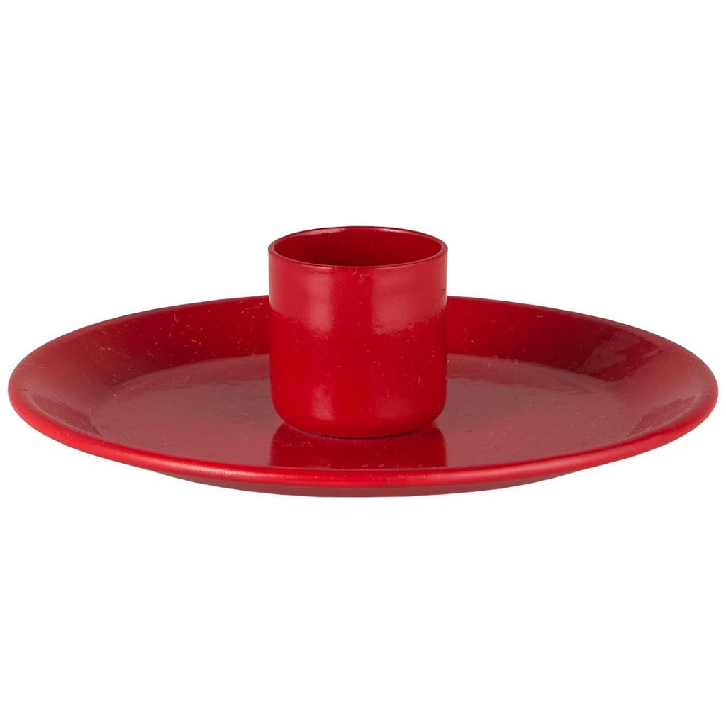 Red Enamel Candleholder & Candles Gift Set - Scandinavian Christmas