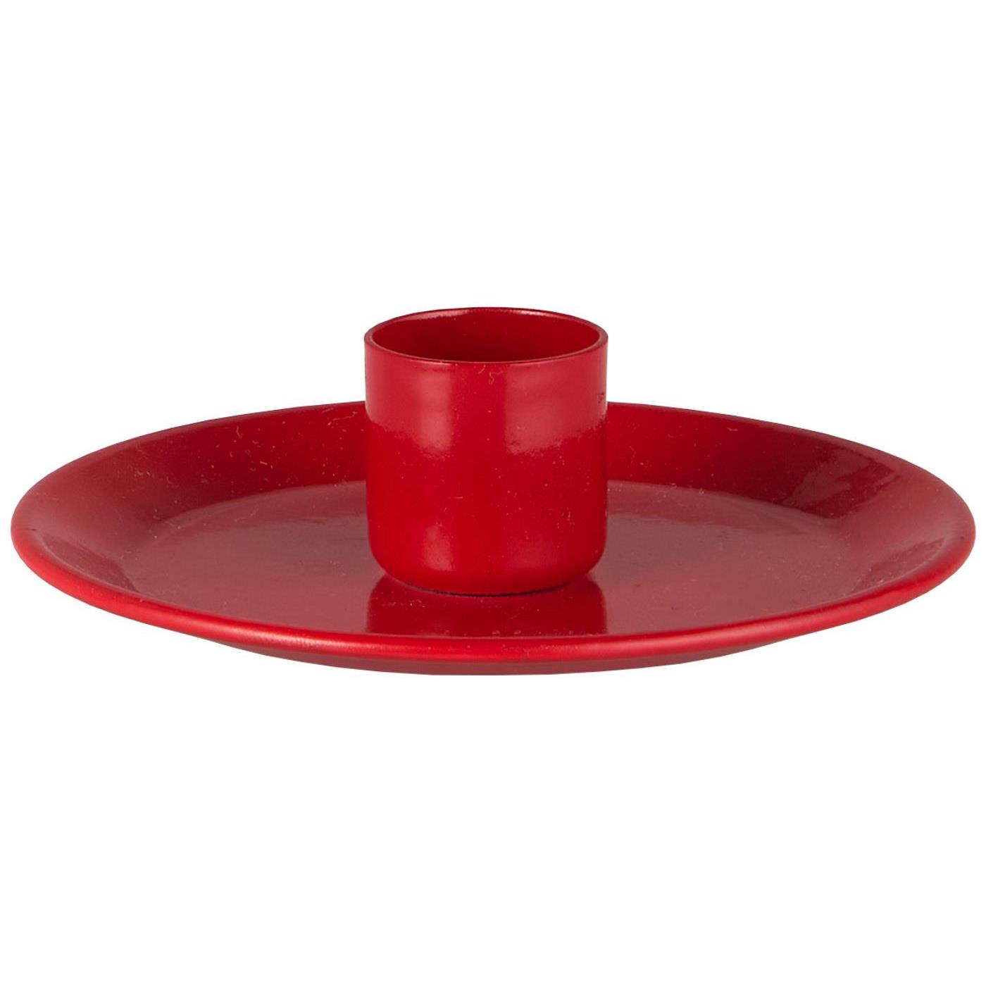 Red Enamel Candleholder & Candles Gift Set - Scandinavian Christmas