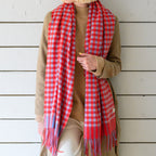 Red Gingham Lambswool Scarf