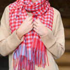 Red Gingham Lambswool Scarf