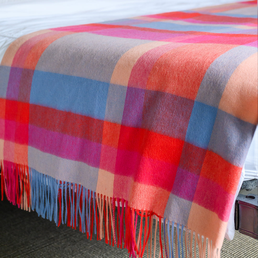 Red Tartan Lambswool Blanket