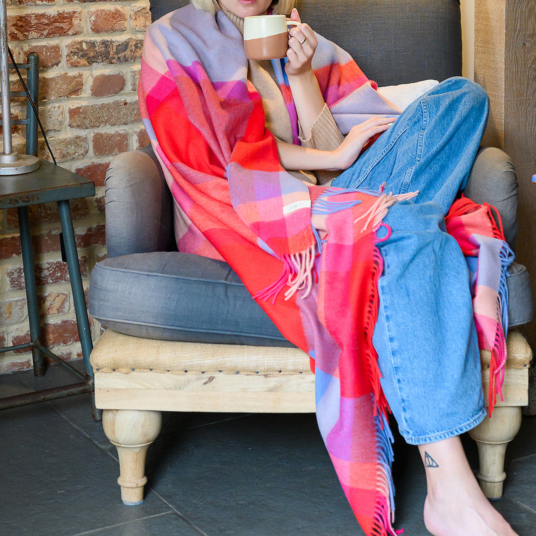 Red Tartan Lambswool Blanket