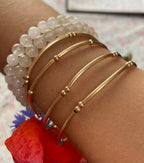 Gold filled bead bamboo patterened bangle