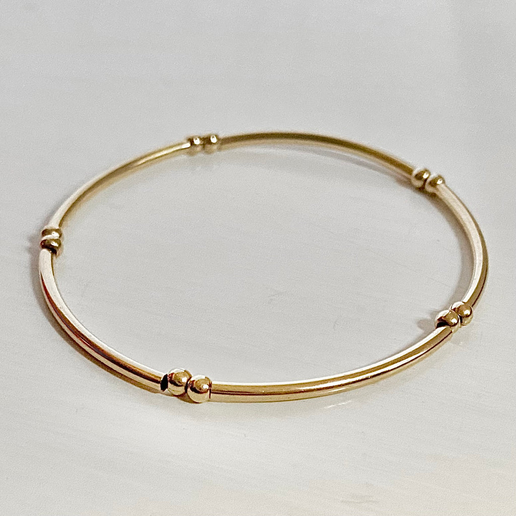 Gold filled bead bamboo patterened bangle