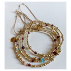 Gold filled beads with semi precious stones and japanese see bead bracelet