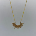 Gold filled chain with bronze sunburst pendant neckalce