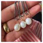 Black oxidised sillver necklace with gold filled beads and pearls