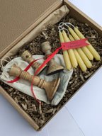 Wooden Set of 3 Chime Candleholders with Candles | Gift Set