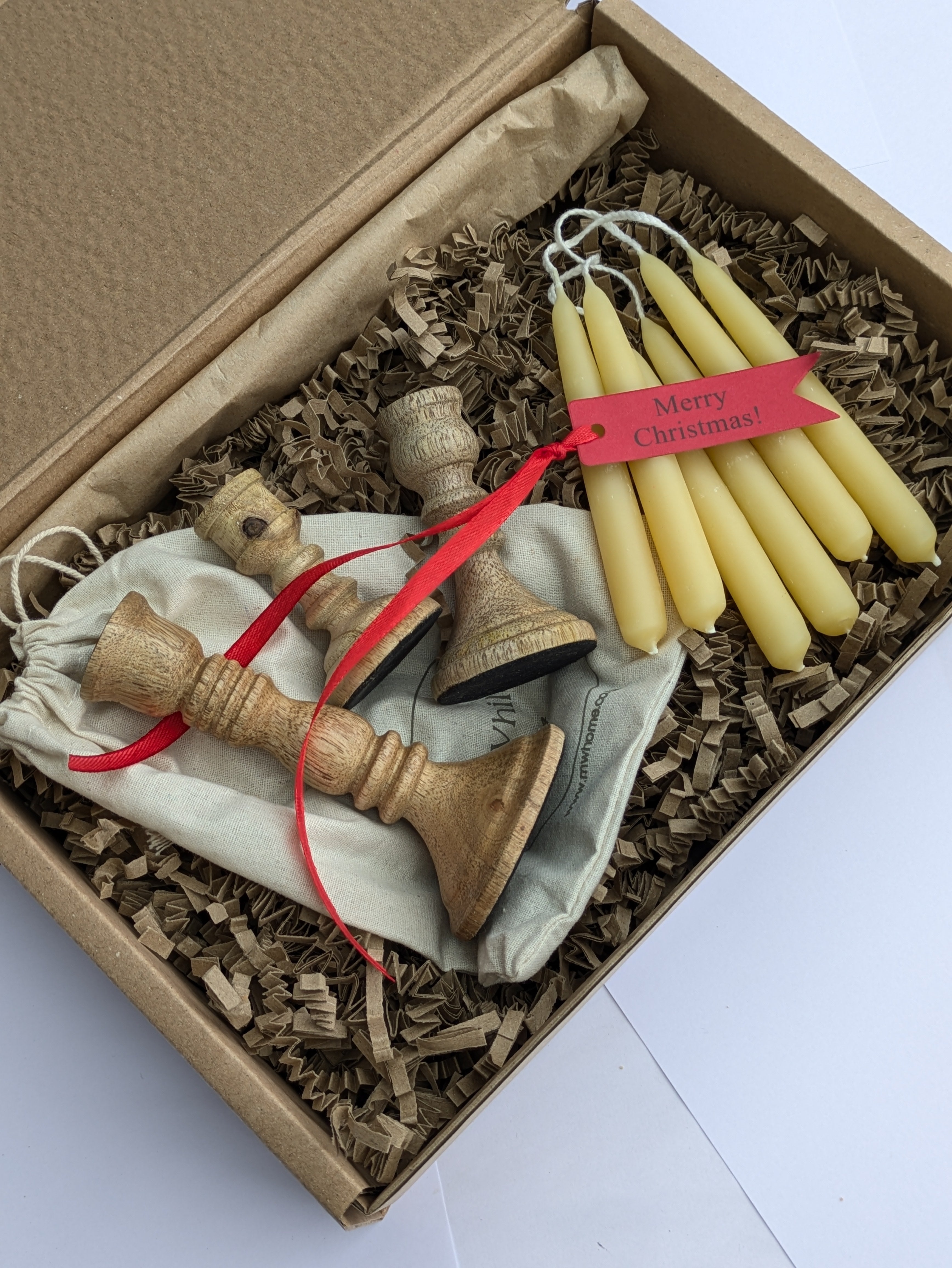 Wooden Set of 3 Chime Candleholders with Candles | Gift Set