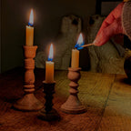 Wooden Set of 3 Chime Candleholders with Candles | Gift Set