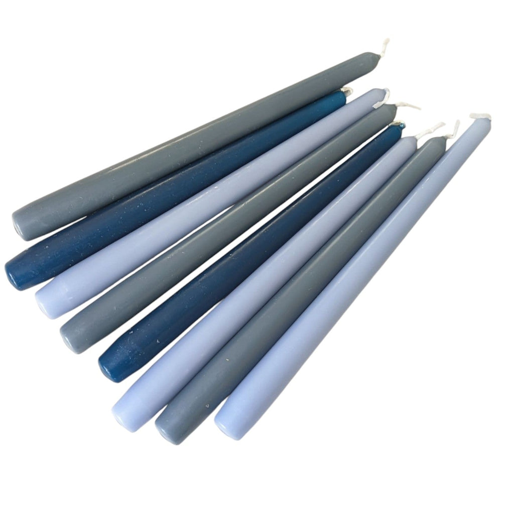 8 Tapered Dinner Candles | Blue Colour Mix
