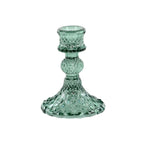 Green Harlequin Pressed Glass Dinner Candlestick | 10cm