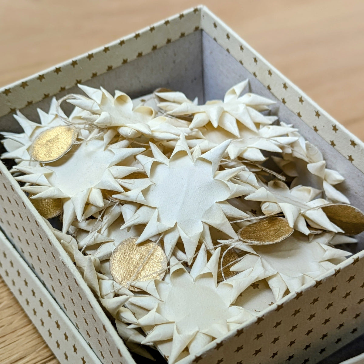 White & Gold Mini Star Garland - Fair Trade | 3Mtr