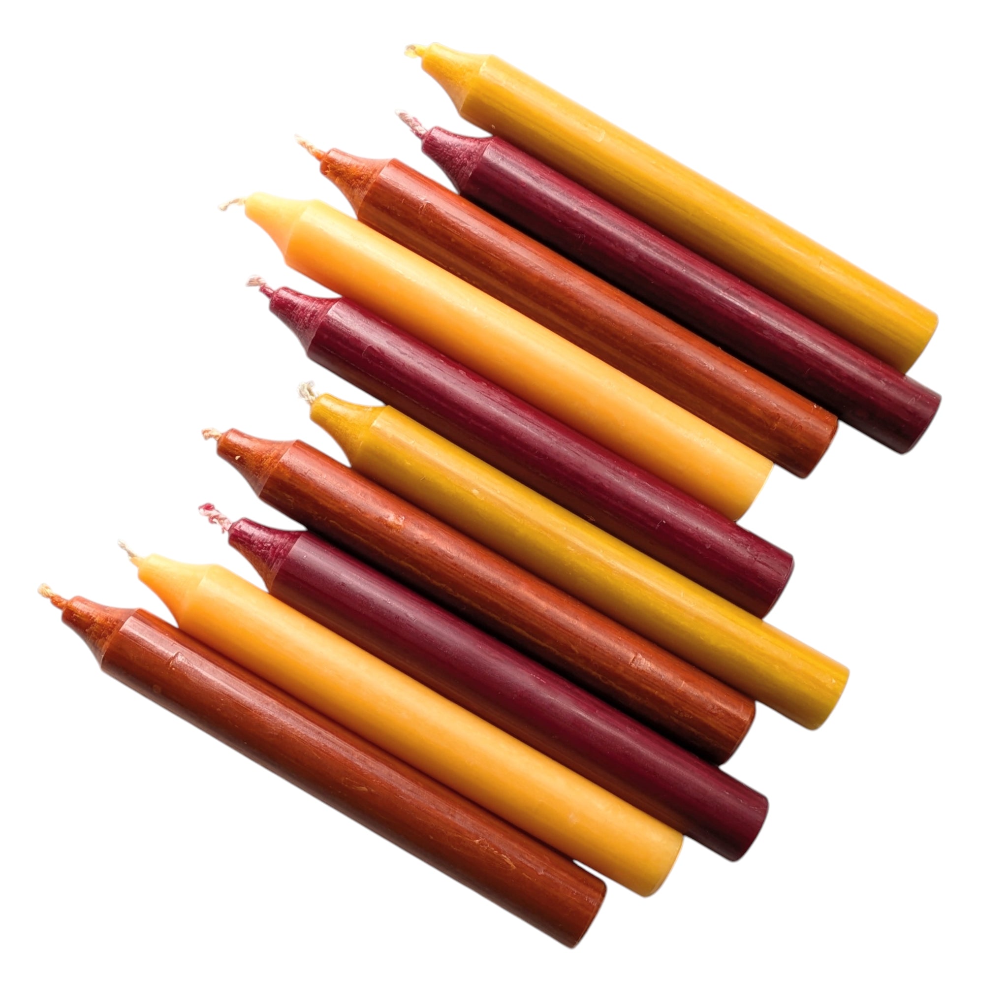 10 Mixed Short Dinner Candles | Rich Golden Autumn