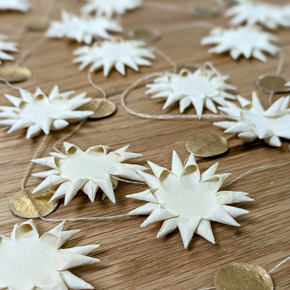 White & Gold Mini Star Garland - Fair Trade | 3Mtr
