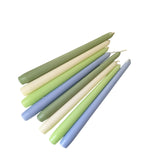 8 Tapered Dinner Candles | Spring Blue & Green Colour Mix