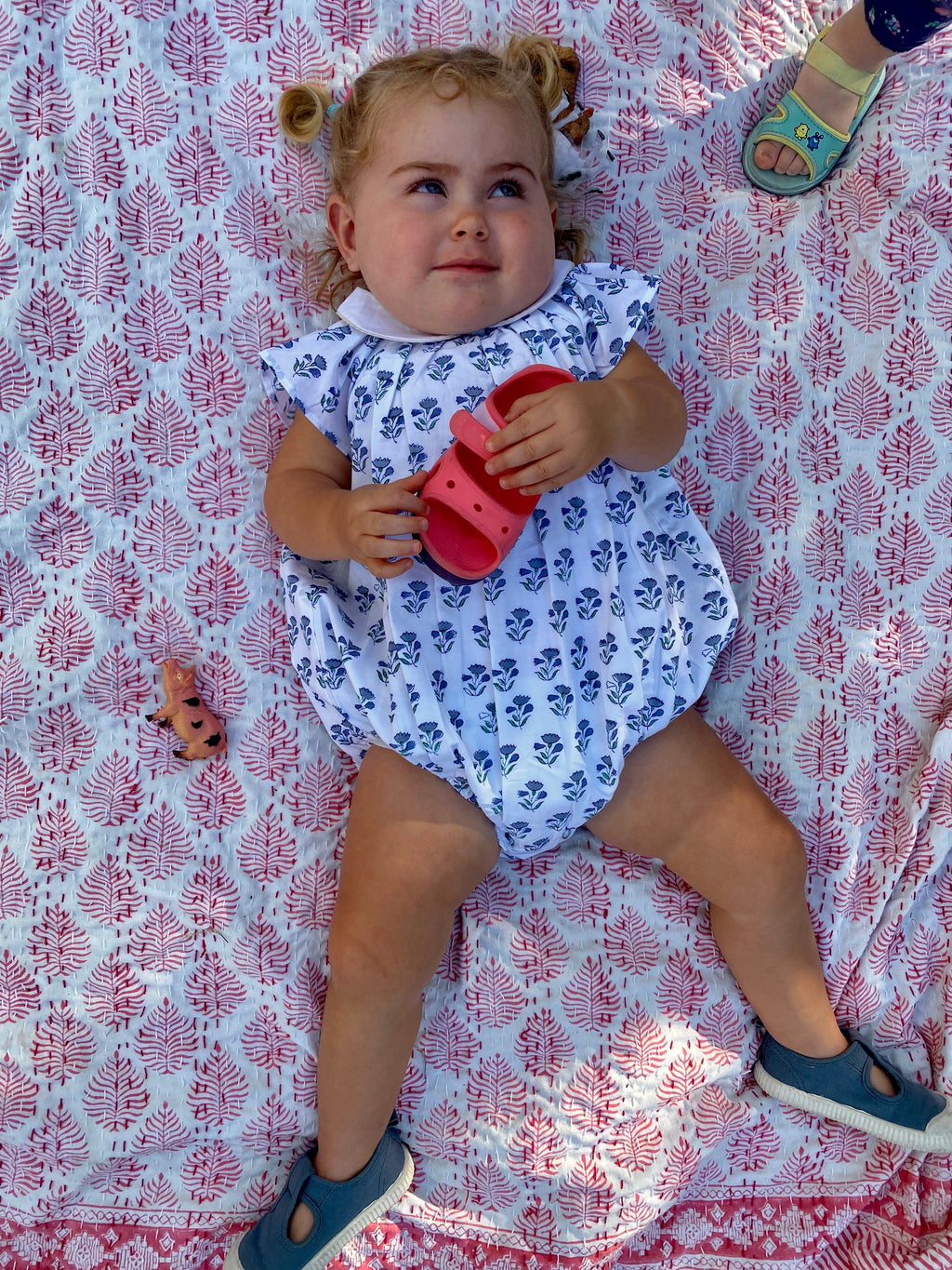 Organic Cotton Blue Floral Romper