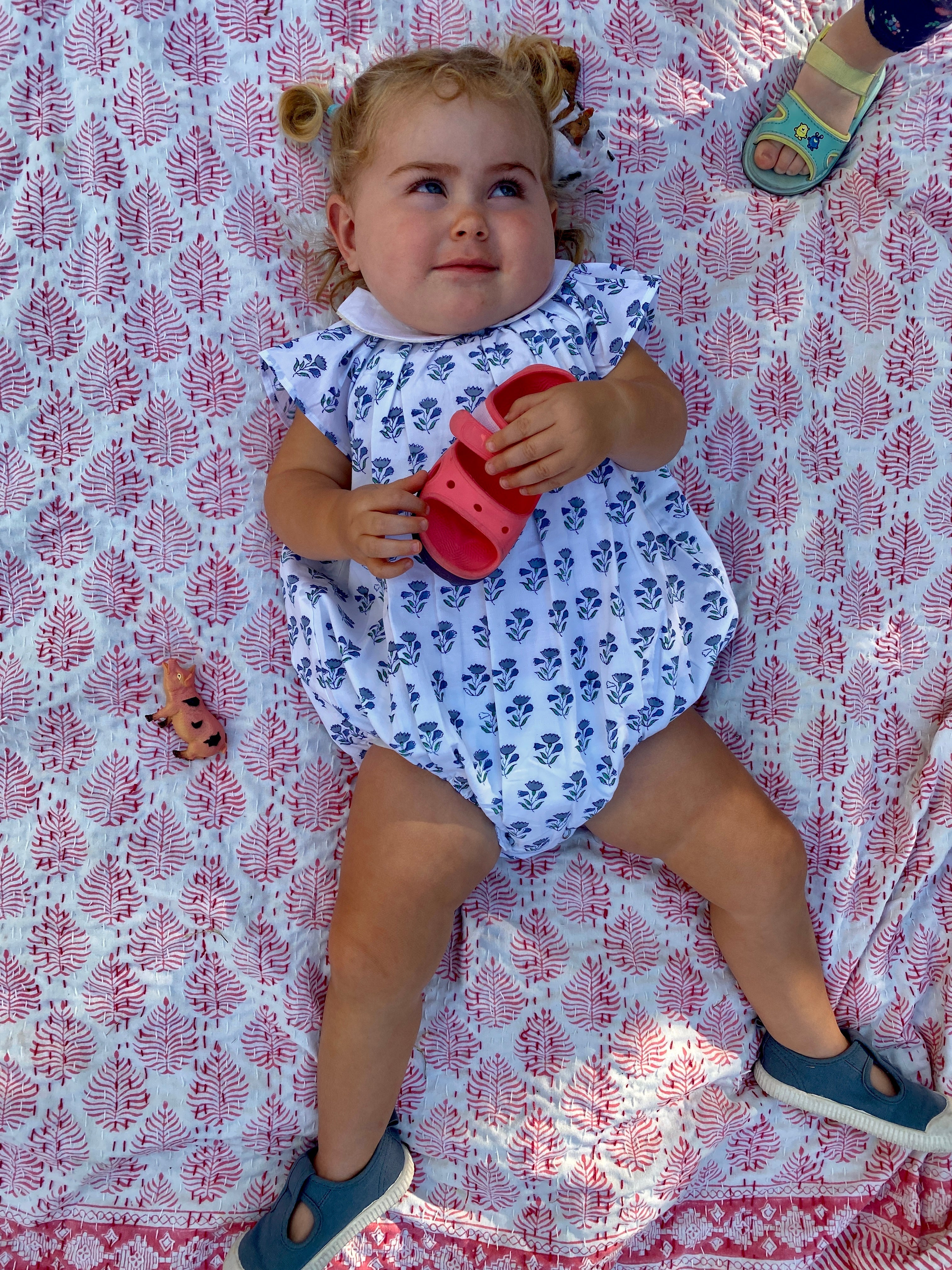 Organic Cotton Blue Floral Romper