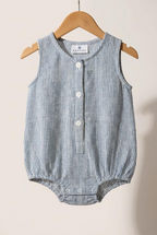 Blue Stripe Cotton Romper