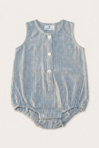 Blue Stripe Cotton Romper