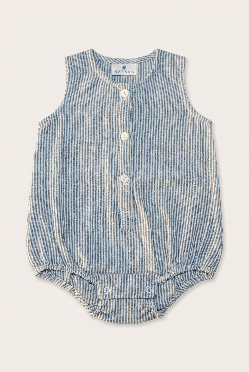 Blue Stripe Cotton Romper