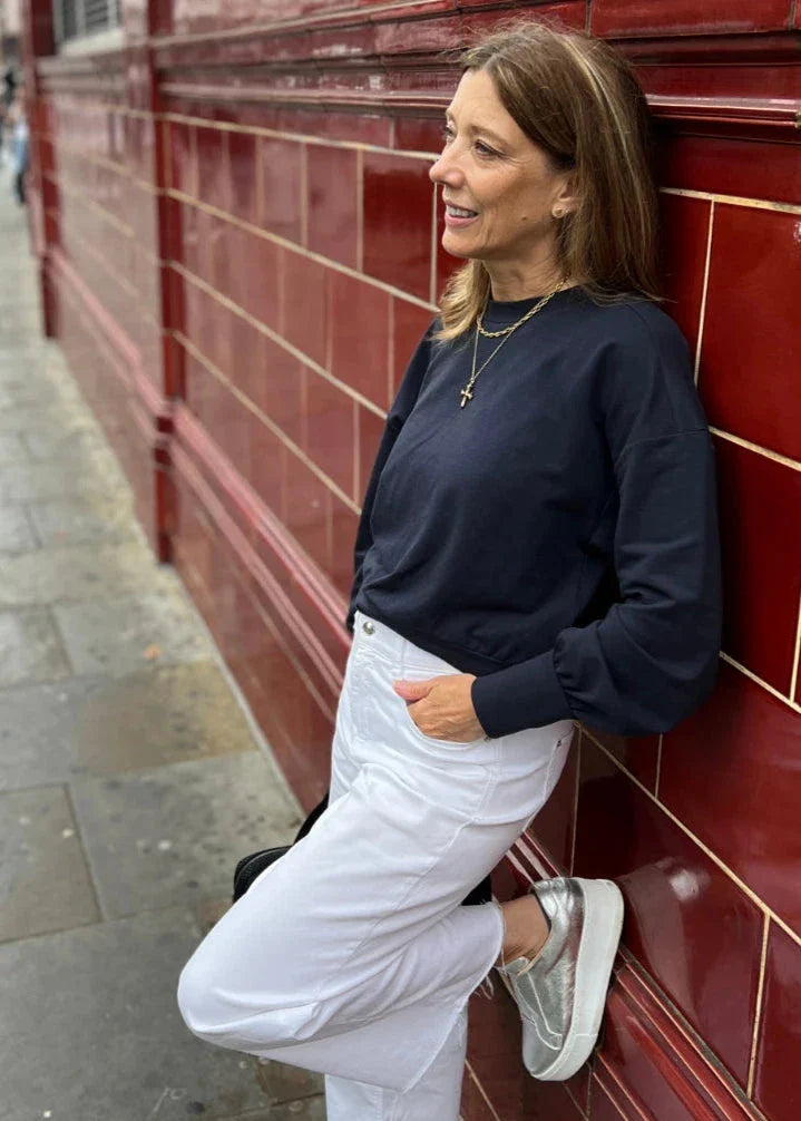 GAIA statement sleeve top, navy (SALE)