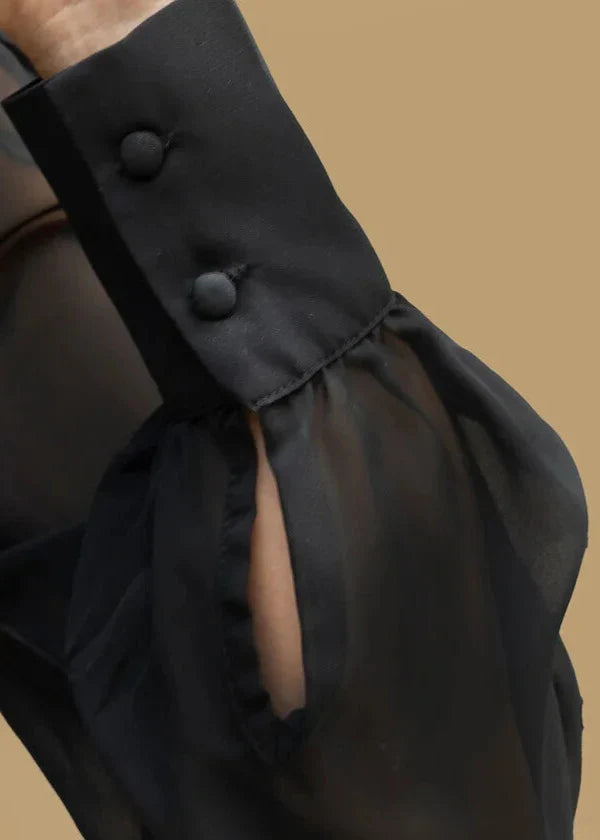 DAPHNE sheer sleeve top, navy