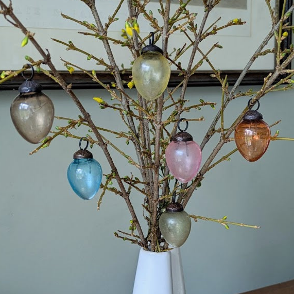 Glass Easter Egg Decorations 3cm | Set of 6