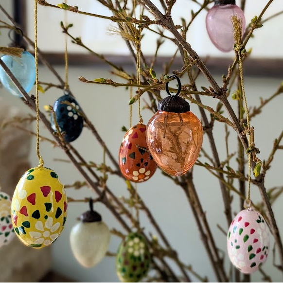 Hand Painted Paper Mache Easter Eggs 3cm | Set of 6
