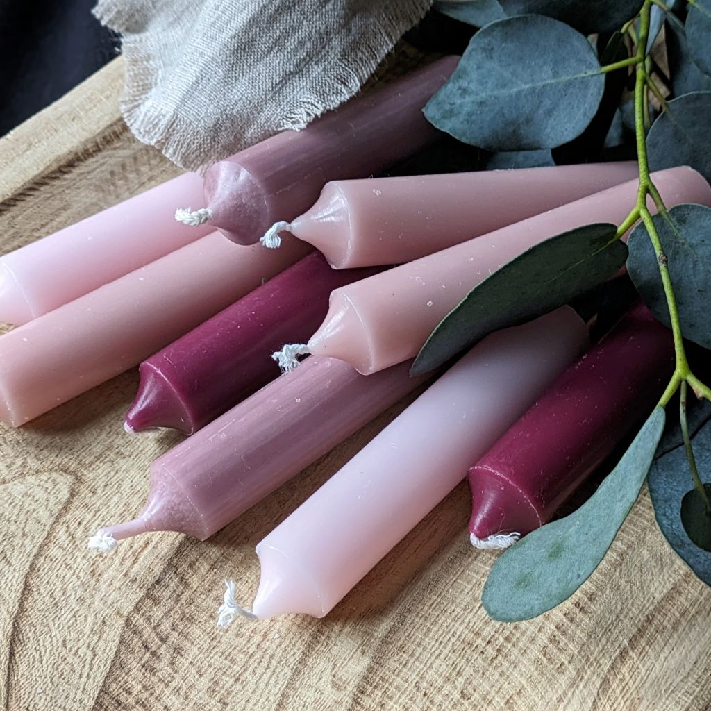 10 Mixed Short Dinner Candles | Pink Colour Assortment