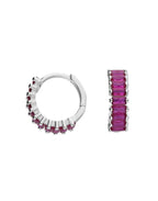 Silver and Hot Pink Holiday Huggie Earrings