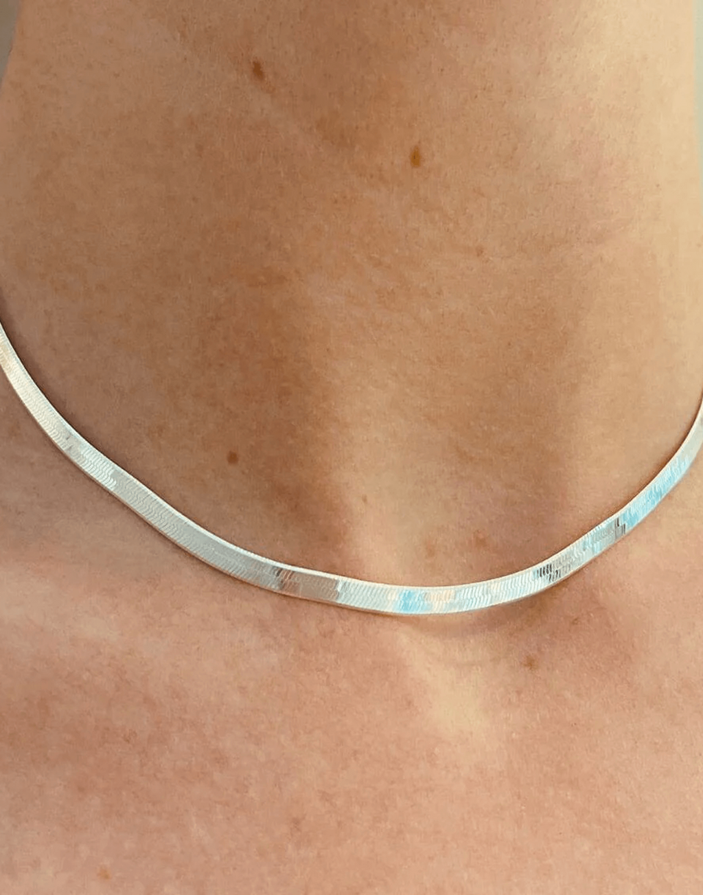 Silver Herringbone Necklace