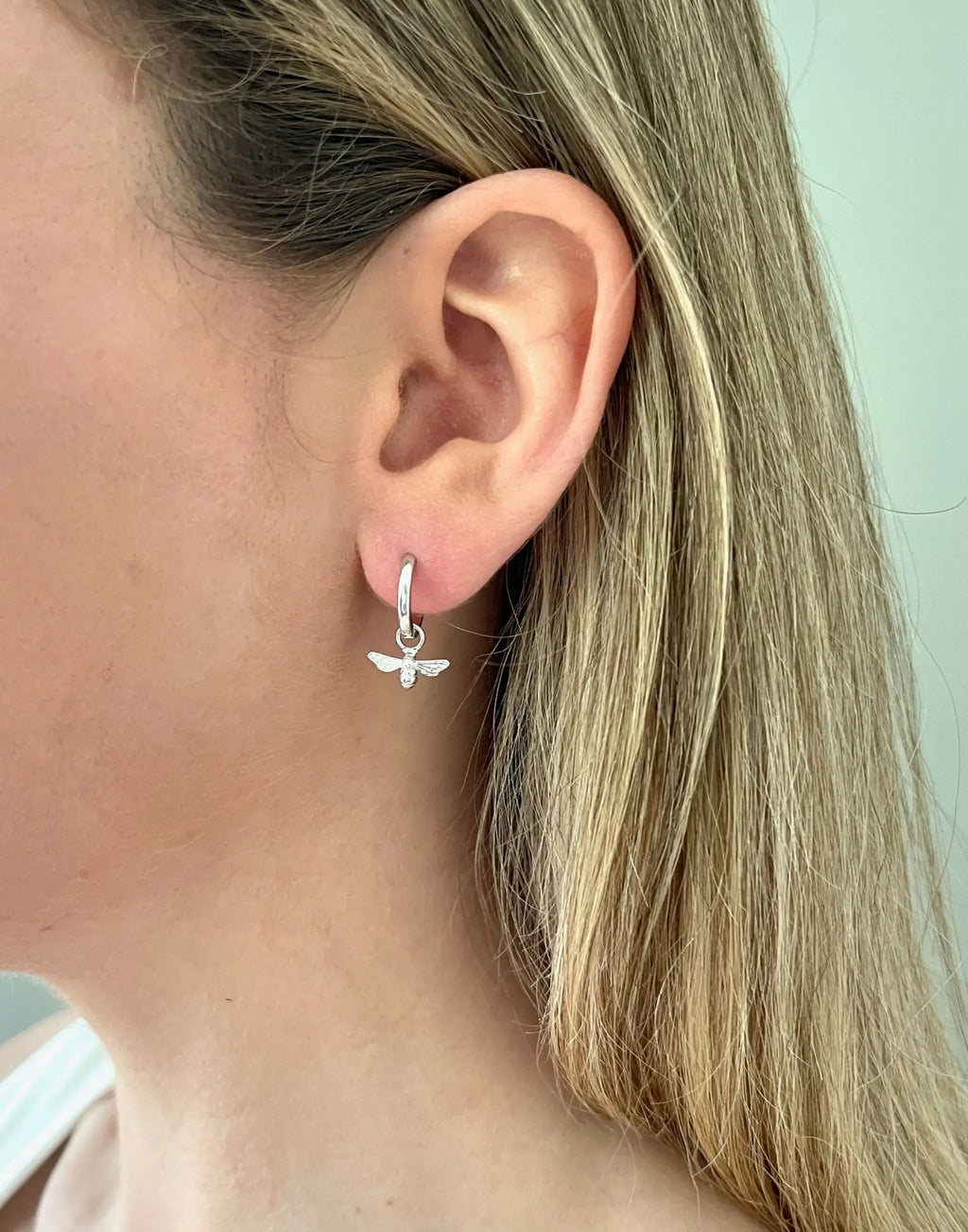 Silver Bee Huggie Earrings