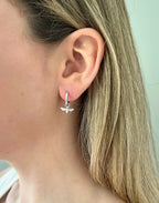Silver Bee Huggie Earrings